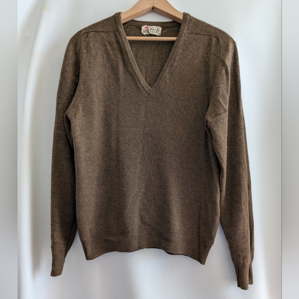 Pringle Scotland Cashmere Brown Knit Pullover Sweater Vintage -  US Small